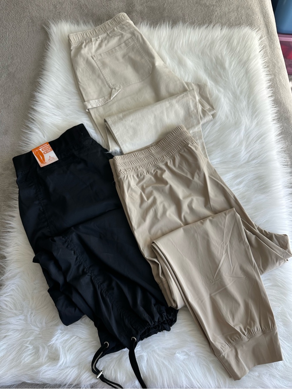 Women’s Bundle Elastic-Waist Jogger Pants - Black and Beige 3 pieces XXL NwT